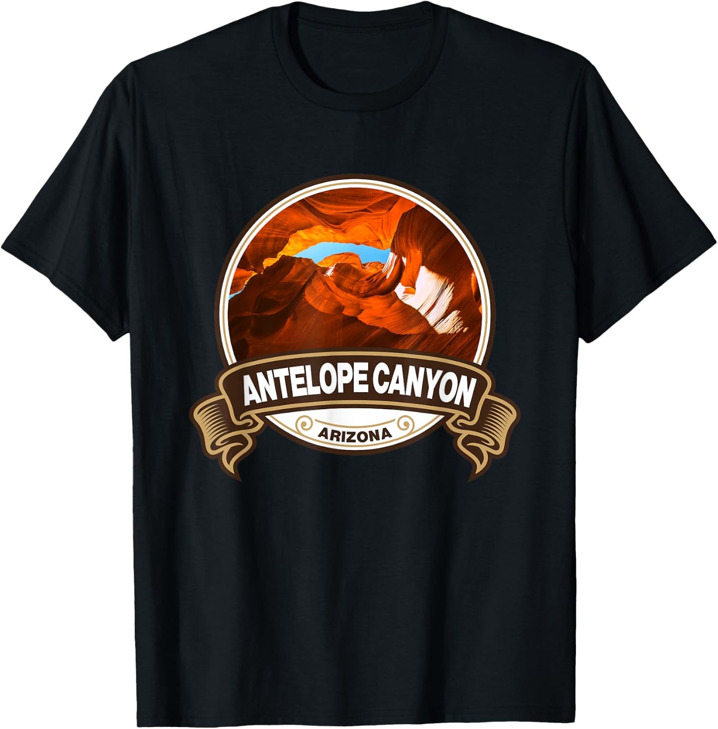Antelope Canyon Arizona Landmark Badge Vintage T-Shirt - T-Shirt | Black