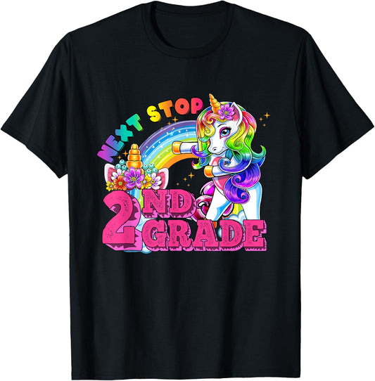 Next stop 2nd Grade Flossing Unicorn 2nd Grade Here I come T-Shirt - T-Shirt | Black