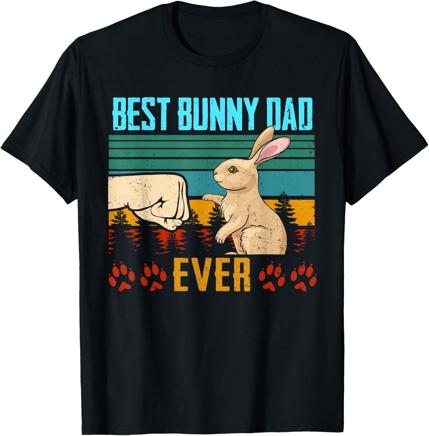 Best Bunny Dad Ever Vintage Eighties Style Retro Distressed T-Shirt - T-Shirt | Black