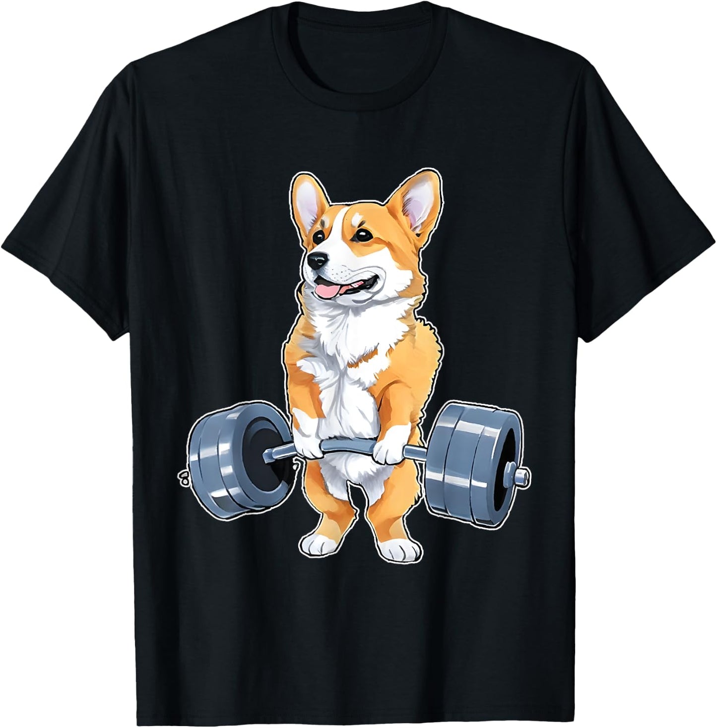 Corgi Weight Lifter Bodybuilding Weight Lifting Deadlift T-Shirt - T-Shirt | Black