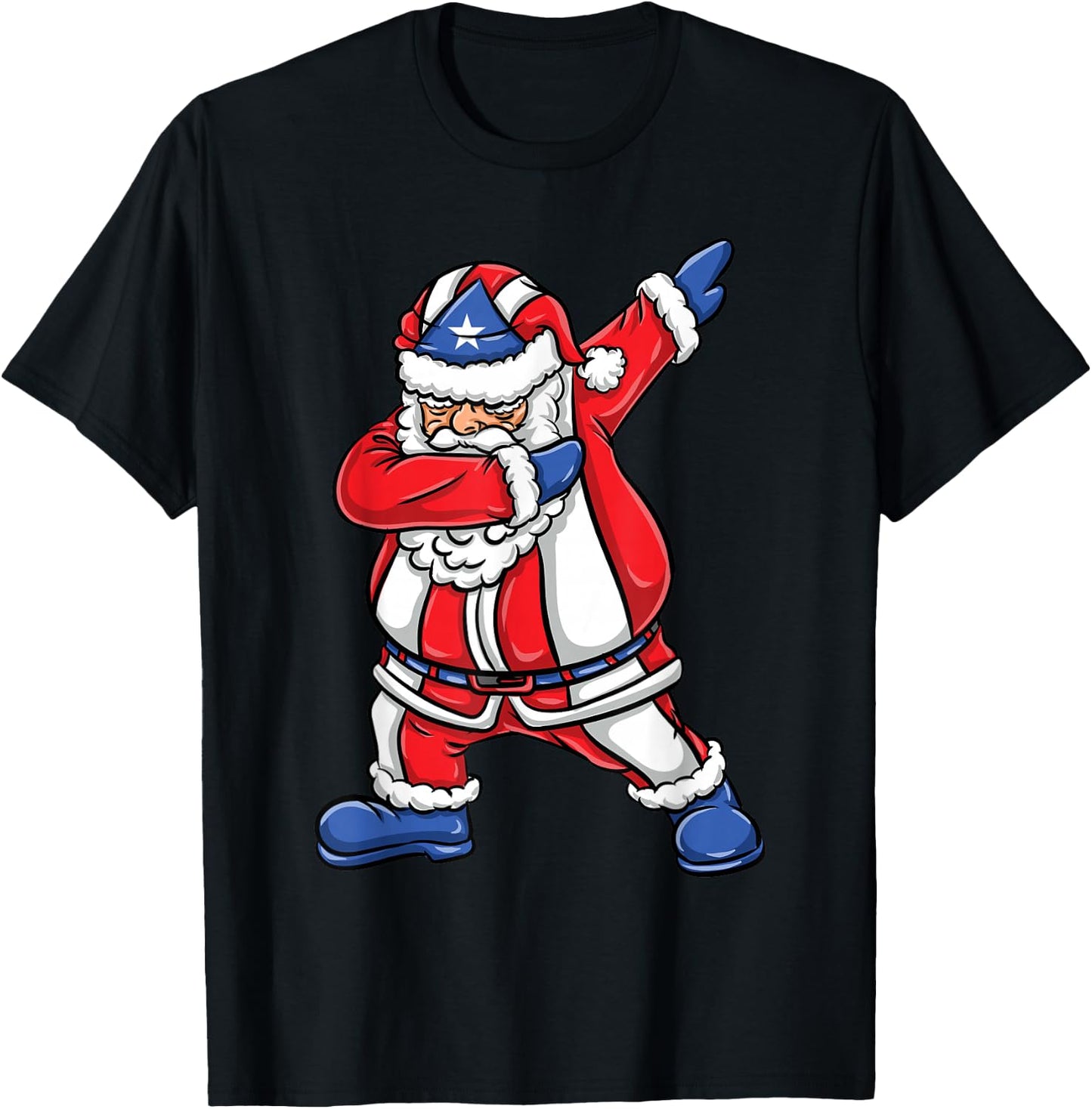 Dabbing Santa Puerto Rican Christmas T-Shirt - T-Shirt | Black