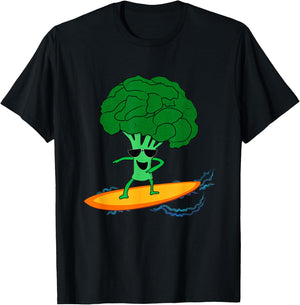 Surfing Broccoli. Riding the Veggie Wave T-Shirt - T-Shirt | Black
