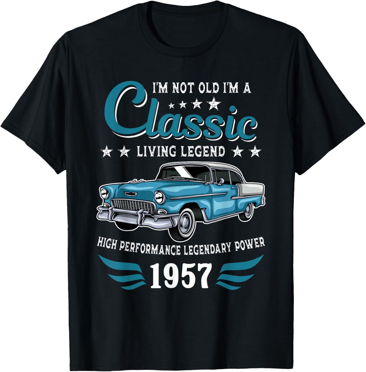 Vintage 1957 Birthday Classic Car for Legends Born in 1957 T-Shirt - T-Shirt | Black