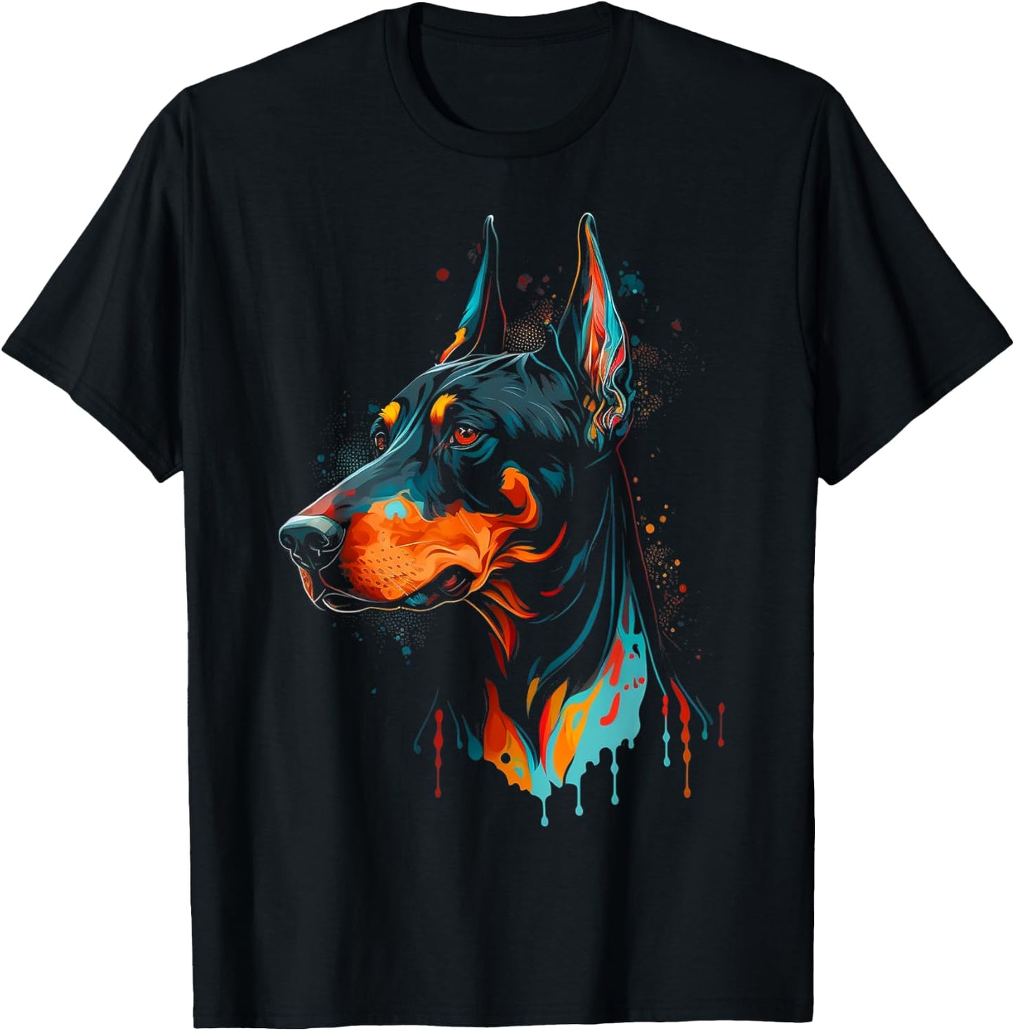 Colorful Doberman Pinscher For Dog Owners T-Shirt - T-Shirt | Black