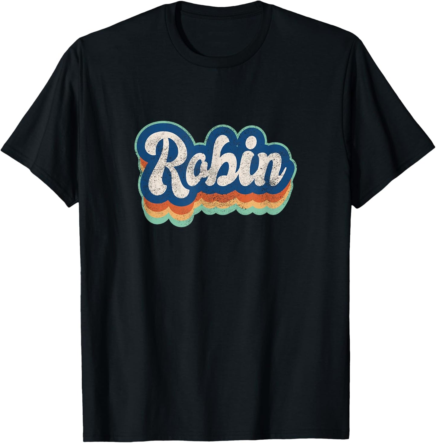 Robin First Name Boy Vintage Style 70s 80s Personalized T-Shirt - T-Shirt | Black