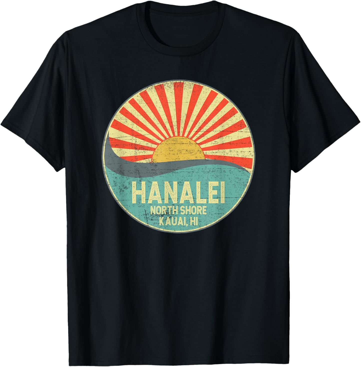 Hanalei North Shore Oahu Hawaii Surf Surfing Sunset T-Shirt - T-Shirt | Black