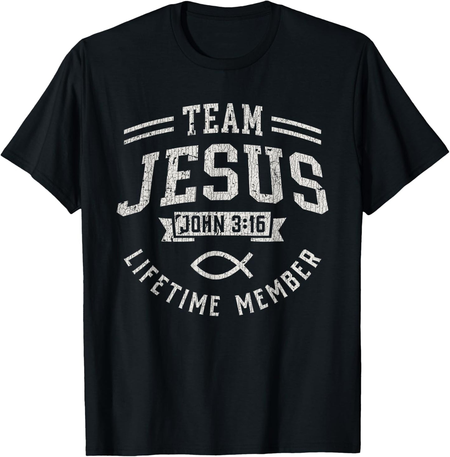 Vintage Team Jesus John 3_16 Lifetime Member God Christian T-Shirt - T-Shirt | Black