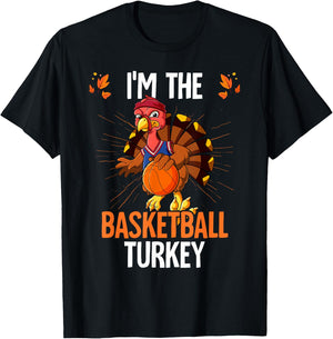 Thanksgiving I'm The Basketball Turkey T-Shirt - T-Shirt | Black