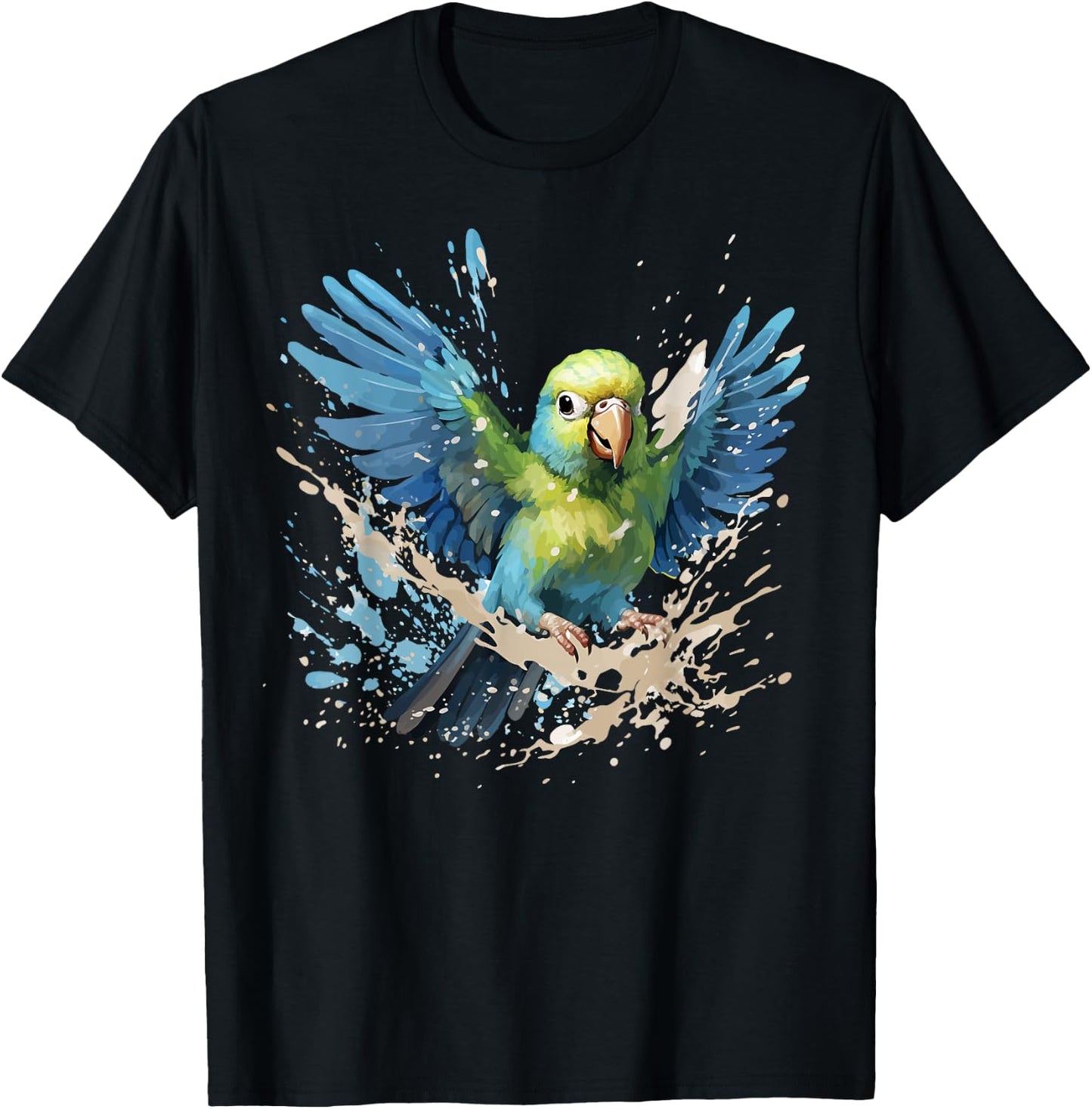Colorful Splash Art Pacific Parrotlet Parrot Lover T-Shirt - T-Shirt | Black