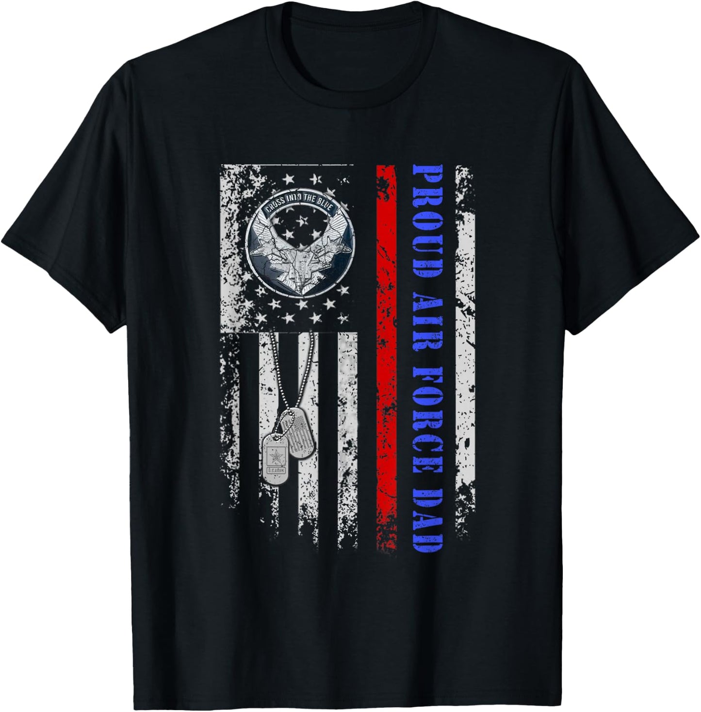 Proud Air Force Dad US Air Force Veteran 4th Of July Men T-Shirt - T-Shirt | Black