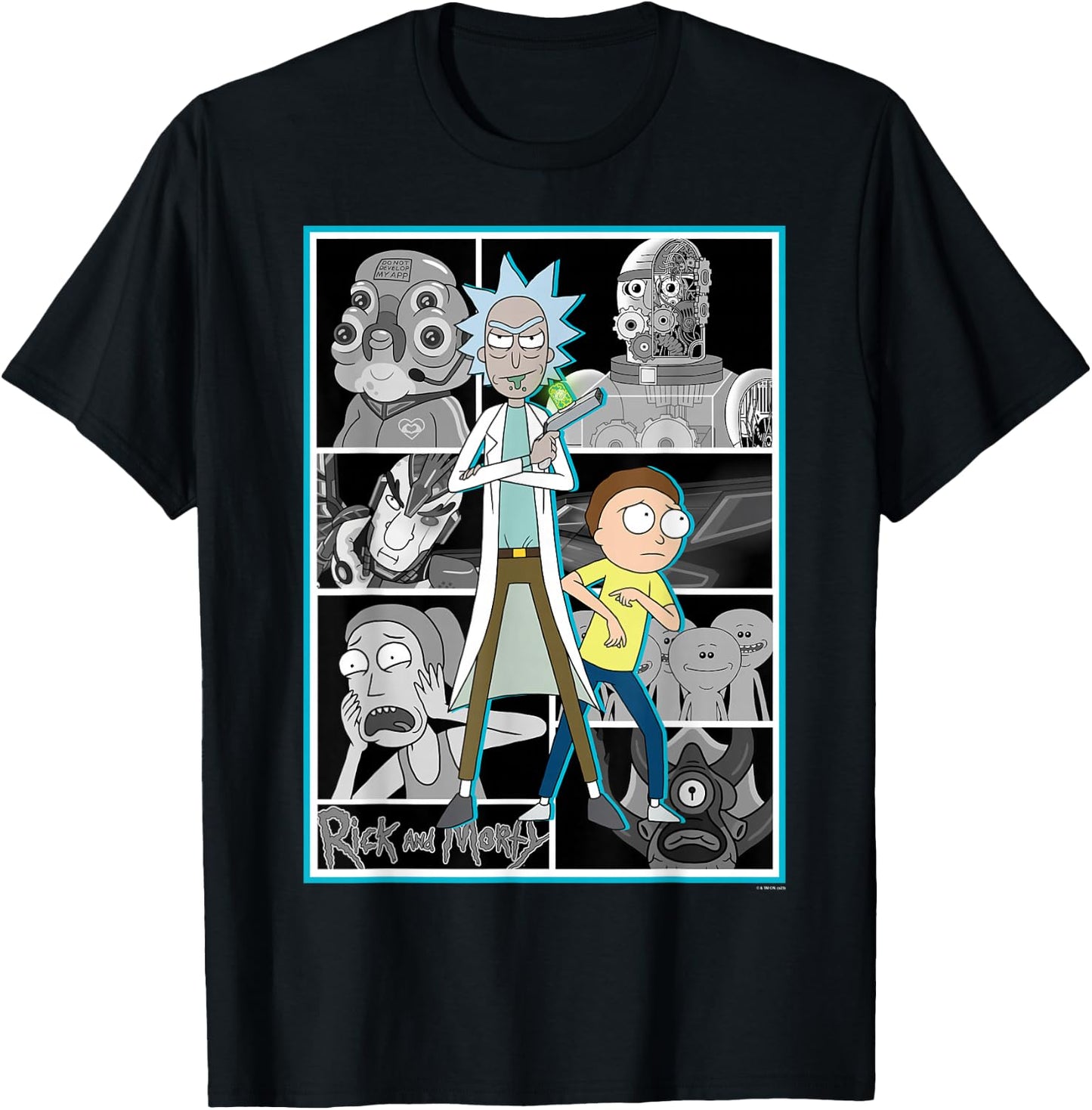 Rick and Morty Characters Adult Cartoon Fashion T-Shirt - T-Shirt | Black