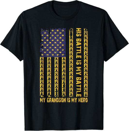 Childhood Cancer Awareness September My Grandson Is My Hero T-Shirt - T-Shirt | Black