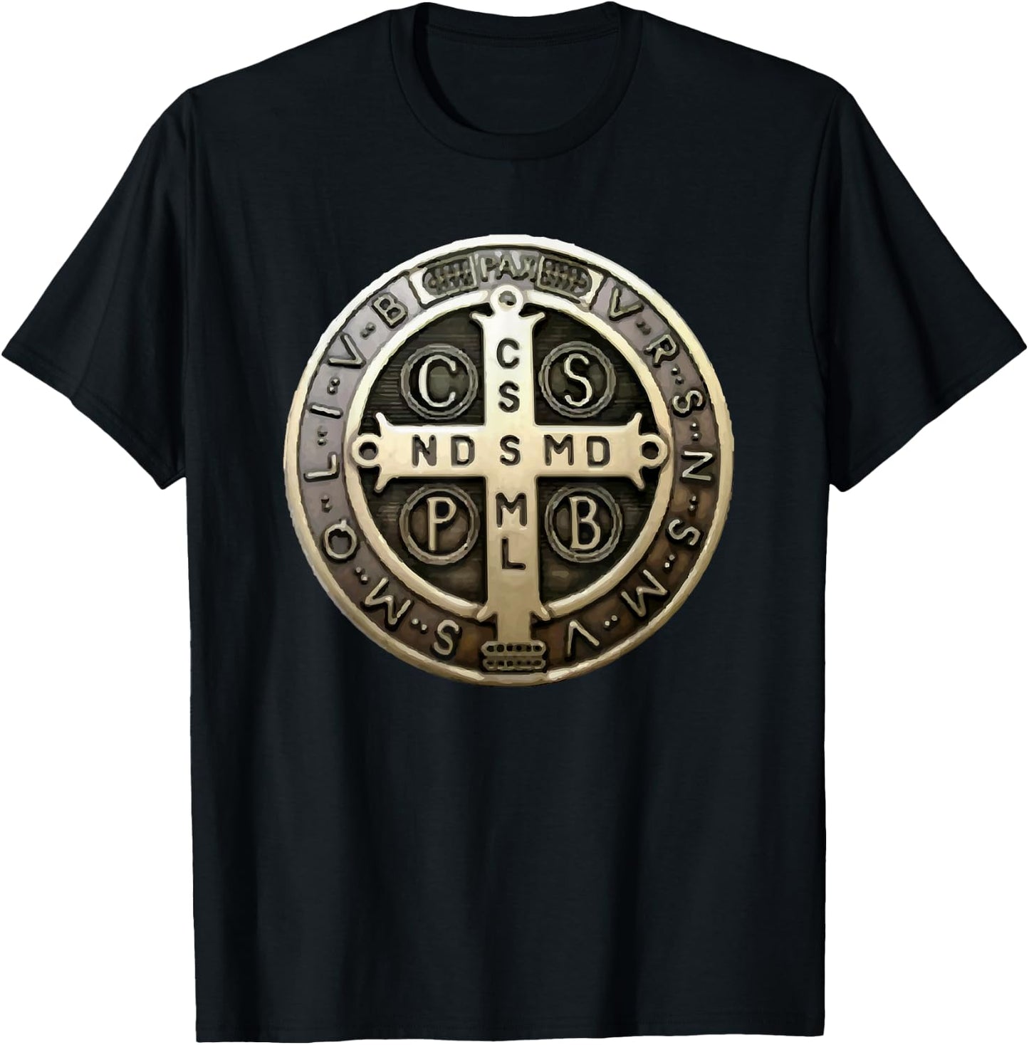 St. Benedict Medal Saint Benedict Cross Catholic Christian T-Shirt - T-Shirt | Black