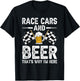 Distressed Race Cars Beer That's Why I'm Here Checkered Flag T-Shirt - T-Shirt | Black
