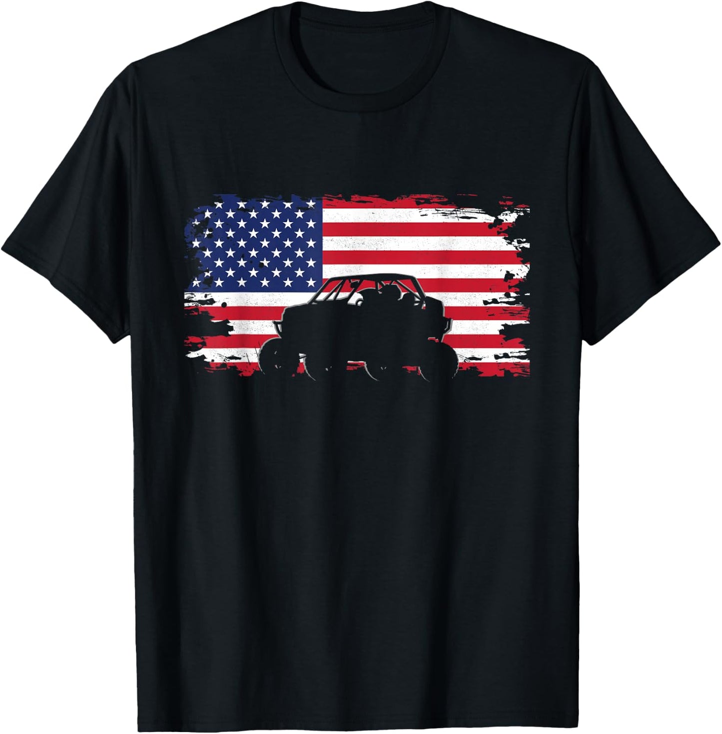 American Flag Quad ATV Apparel - Off Road ATV T-Shirt - T-Shirt | Black
