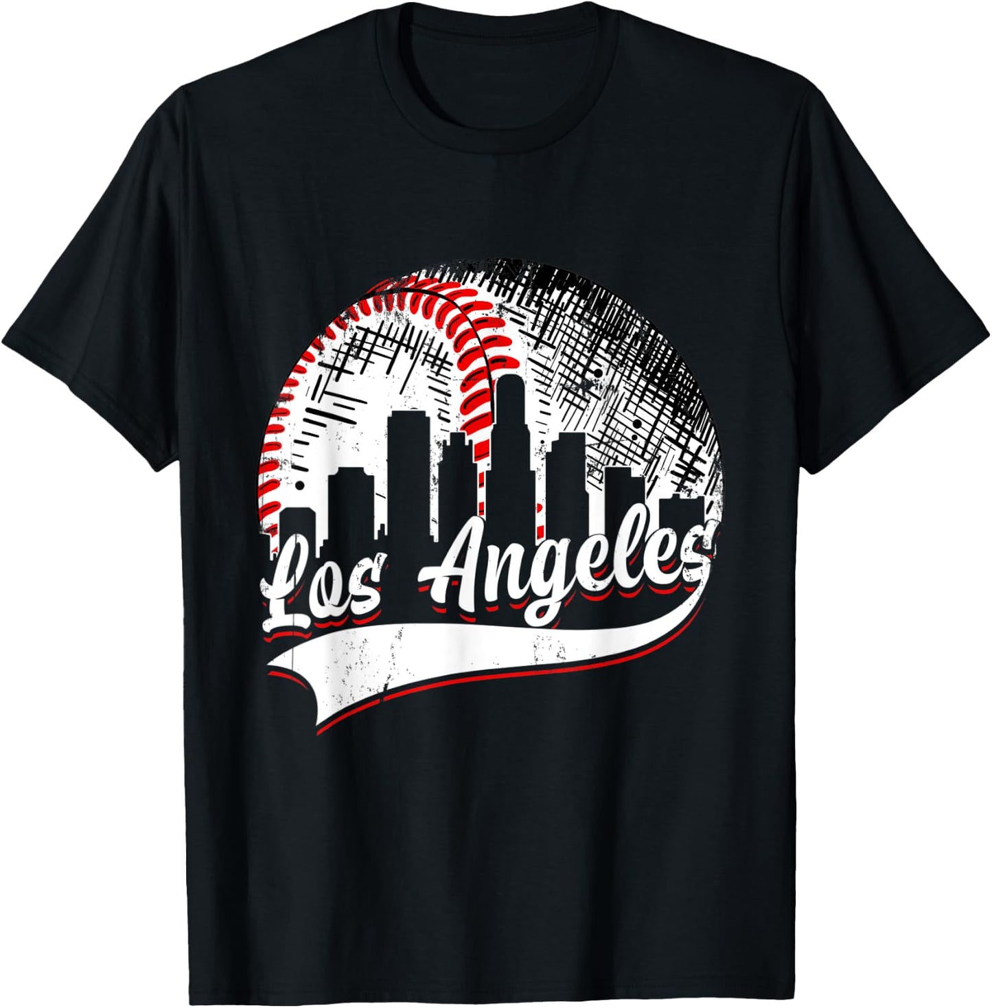 Vintage Los Angeles Baseball Lover Men Women Game Day T-Shirt - T-Shirt | Black