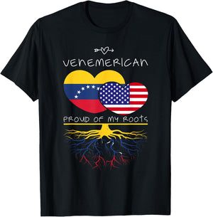 Venezuela USA Proud of Both Countries Venemerican T-Shirt - T-Shirt | Black