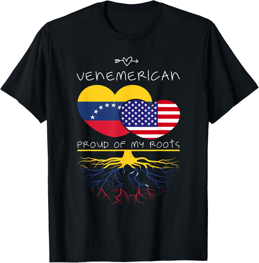 Venezuela USA Proud of Both Countries Venemerican T-Shirt - T-Shirt | Black