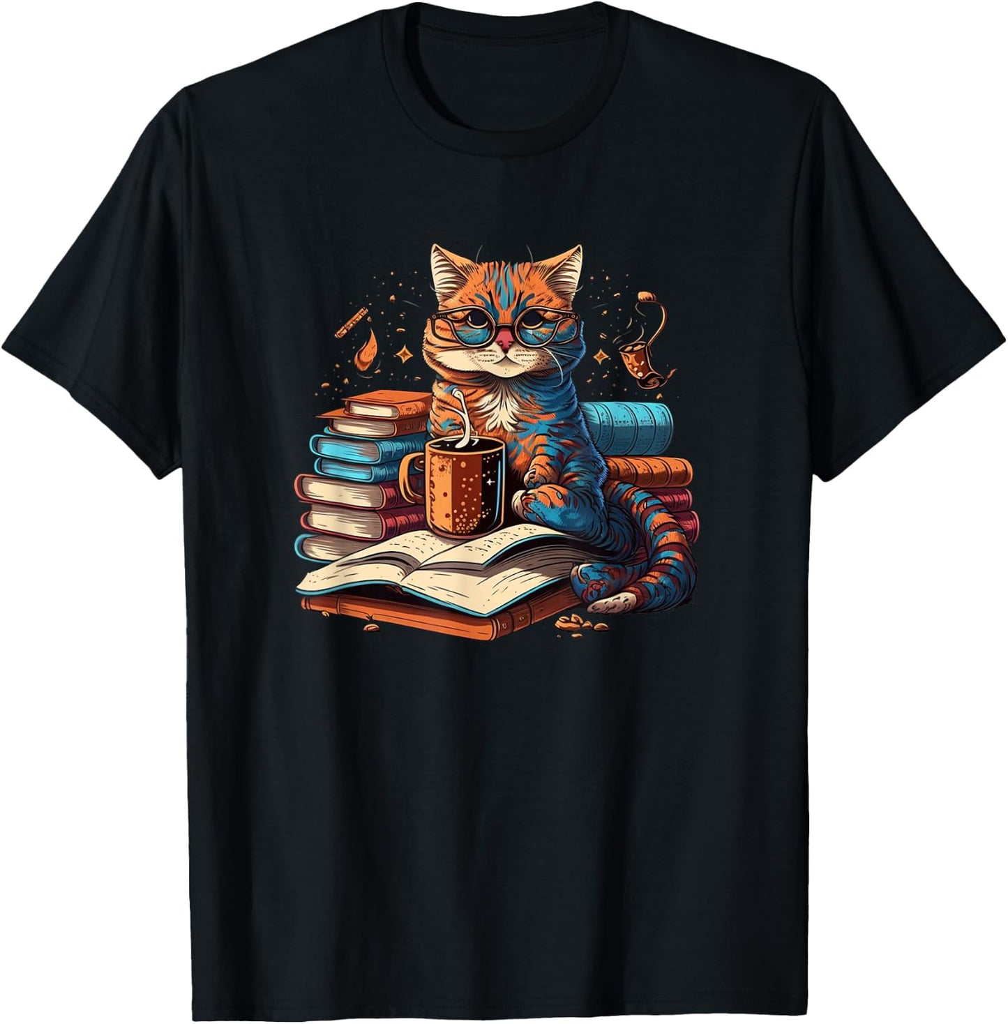 Cat Enjoy Read Books Cat-Themed - Women's Classic Fit Short Sleeve Black Small T-Shirt - T-Shirt | Black