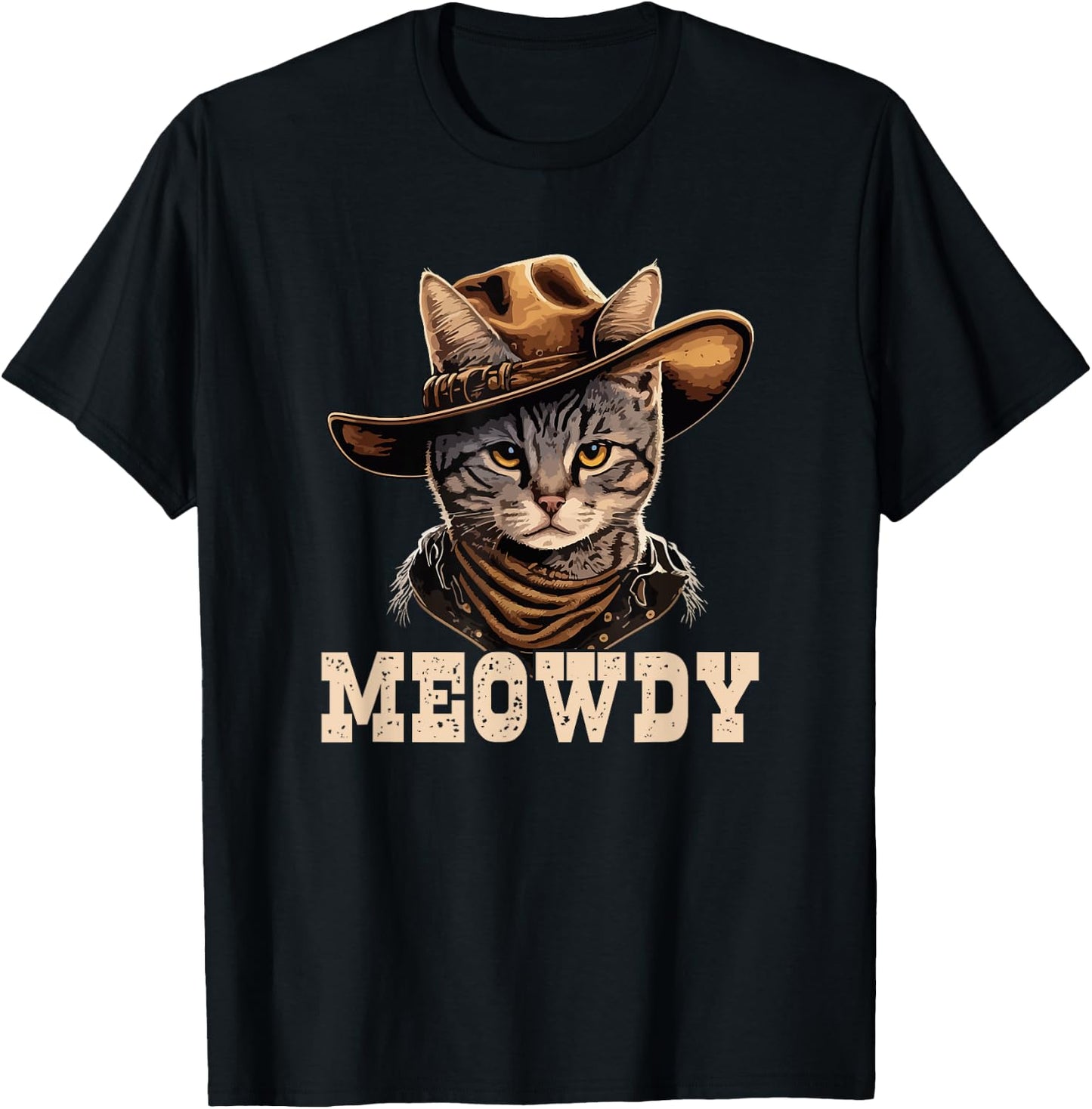 Cowboy Cat Meowdy T-Shirt - T-Shirt | Black
