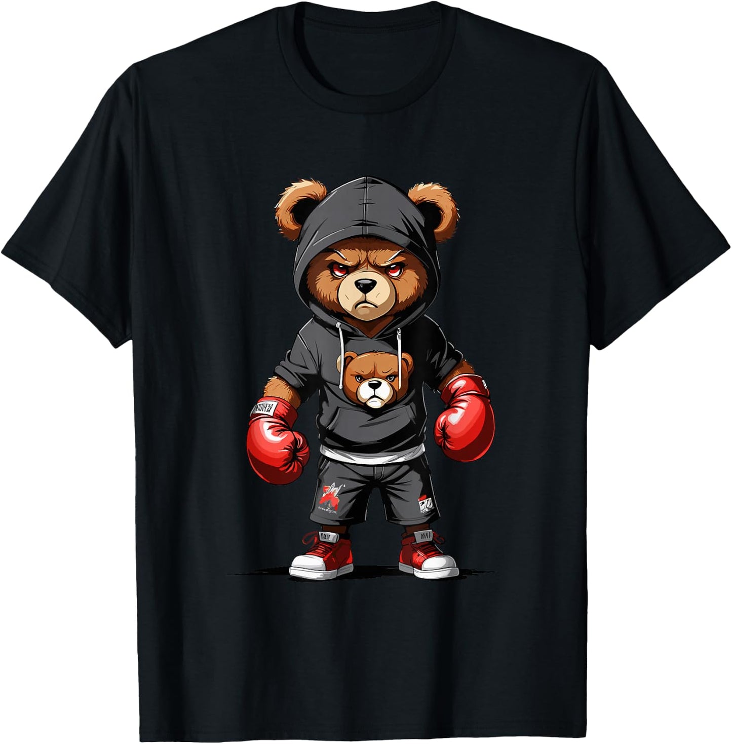 Teddy Bear Gangster Boxer with Hip Hop Street Clothes T-Shirt - T-Shirt | Black