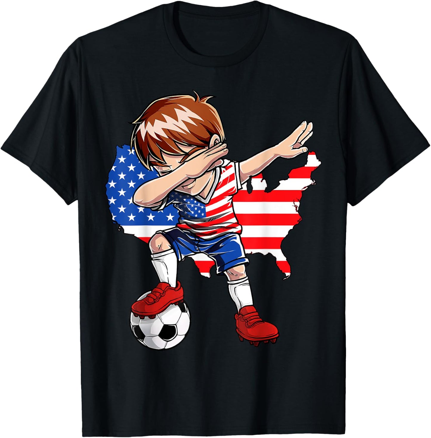 Dabbing Soccer USA Jersey Boy United States Boys Football T-Shirt - T-Shirt | Black