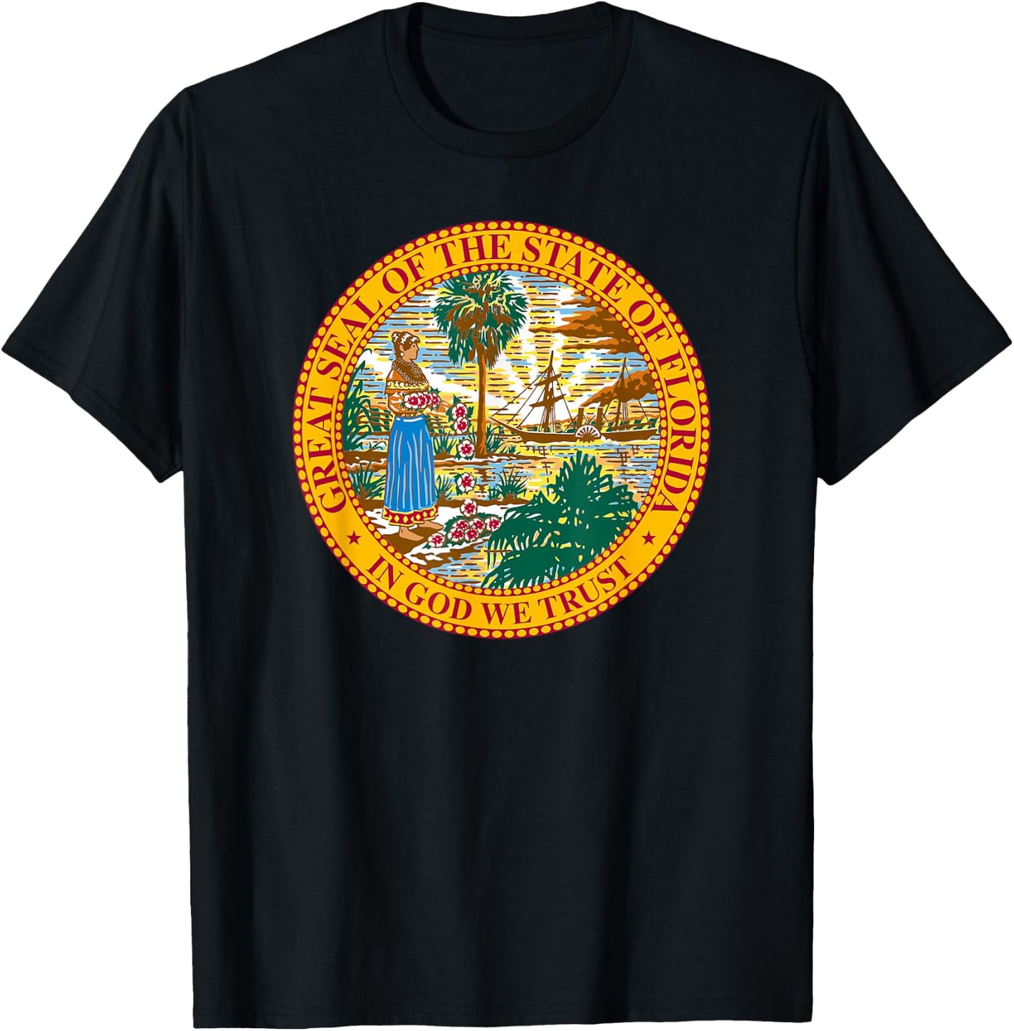 Great Seal Of The State Of Florida Vintage American T-Shirt - T-Shirt | Black