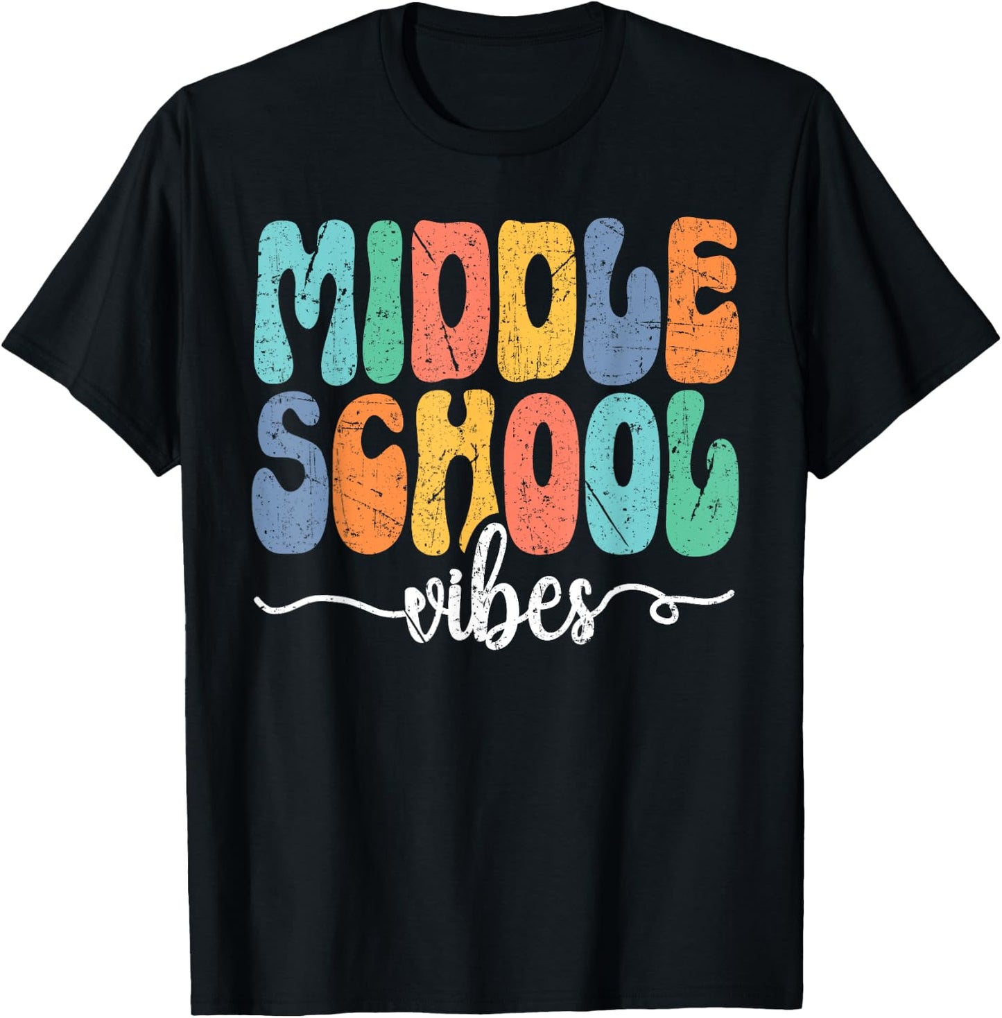Hello Middle School Vibes Back To School Middle School Squad T-Shirt - T-Shirt | Black