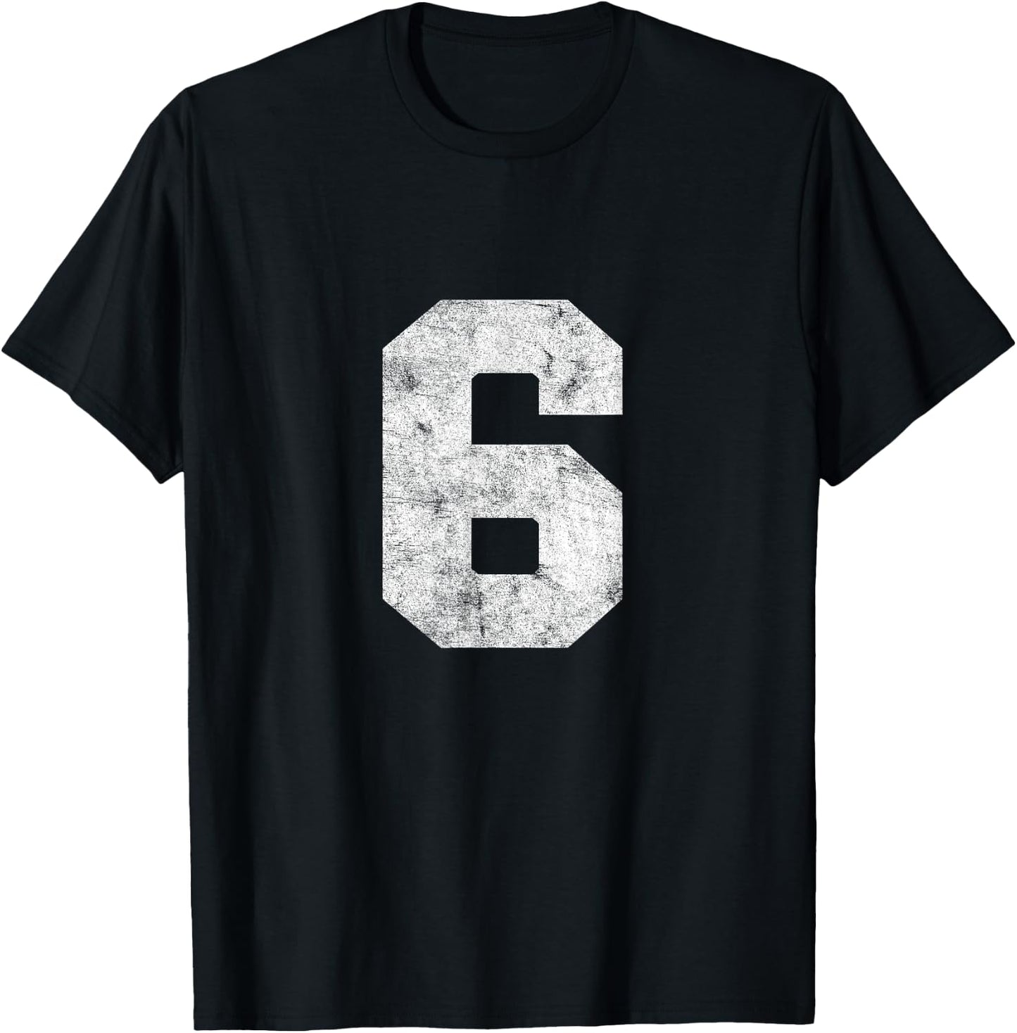 Vintage Lucky Number 6 Birthday Sports Player Team Athlete T-Shirt - T-Shirt | Black
