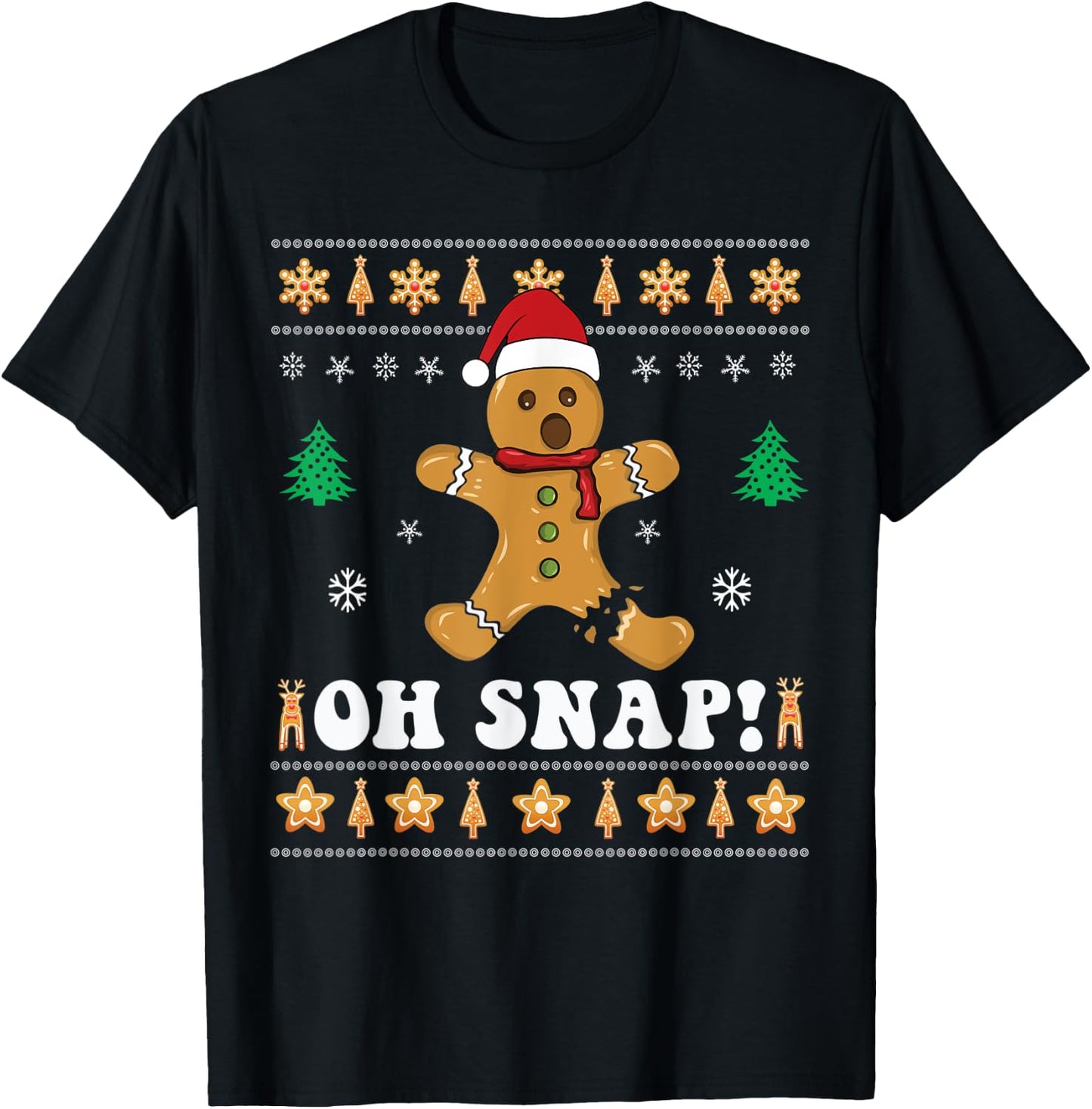 Gingerbread Christmas Oh Snap! Xmas Baking Baker Holiday T-Shirt - T-Shirt | Black