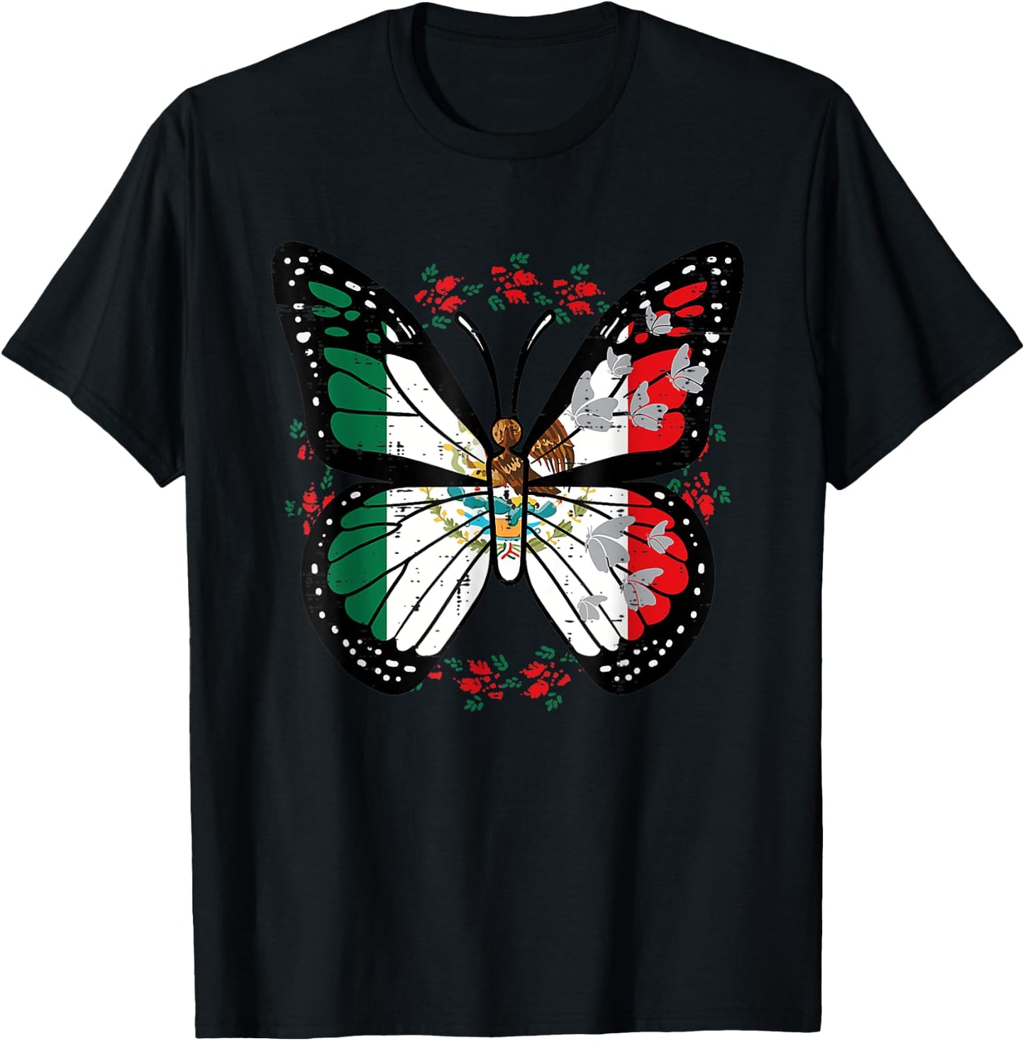 Mexican Independence Day Butterfly Mexico Women Girls Kids T-Shirt - T-Shirt | Black