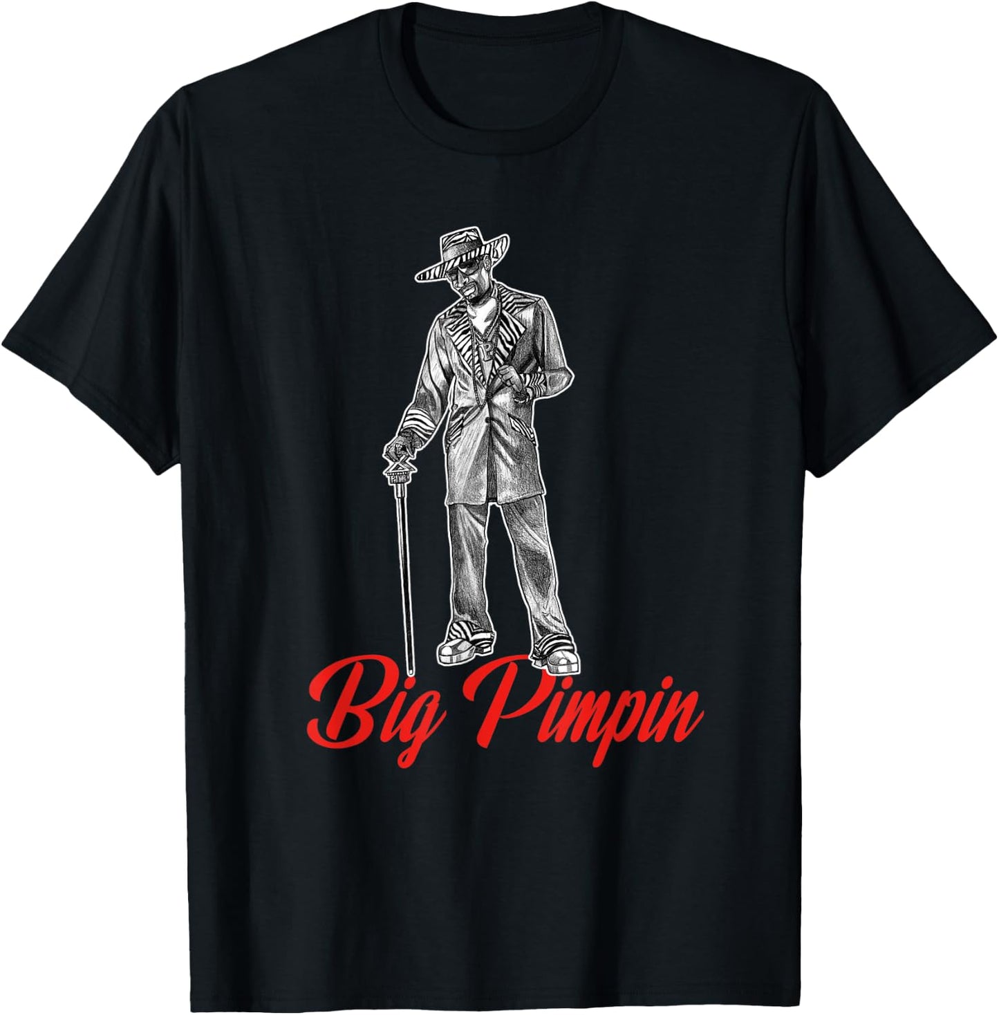 Big Pimpin 70's Style Nightlife T-Shirt - T-Shirt | Black