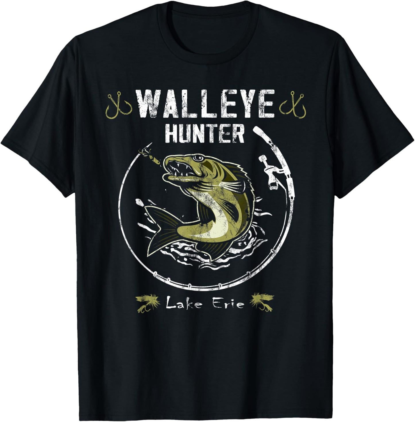Lake Erie walleye fishing - Walleye hunter T-Shirt - T-Shirt | Black