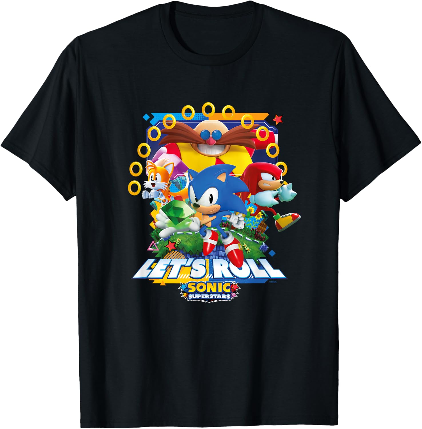 Sonic the Hedgehog, Sonic Superstars - "Let's Roll!" T-Shirt - T-Shirt | Black