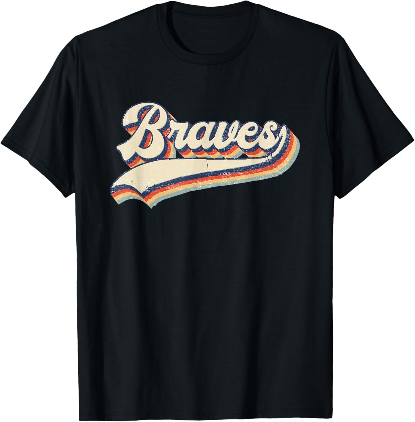 Braves Sports Name Vintage Retro Gift Men Women Girl Boy T-Shirt - T-Shirt | Black