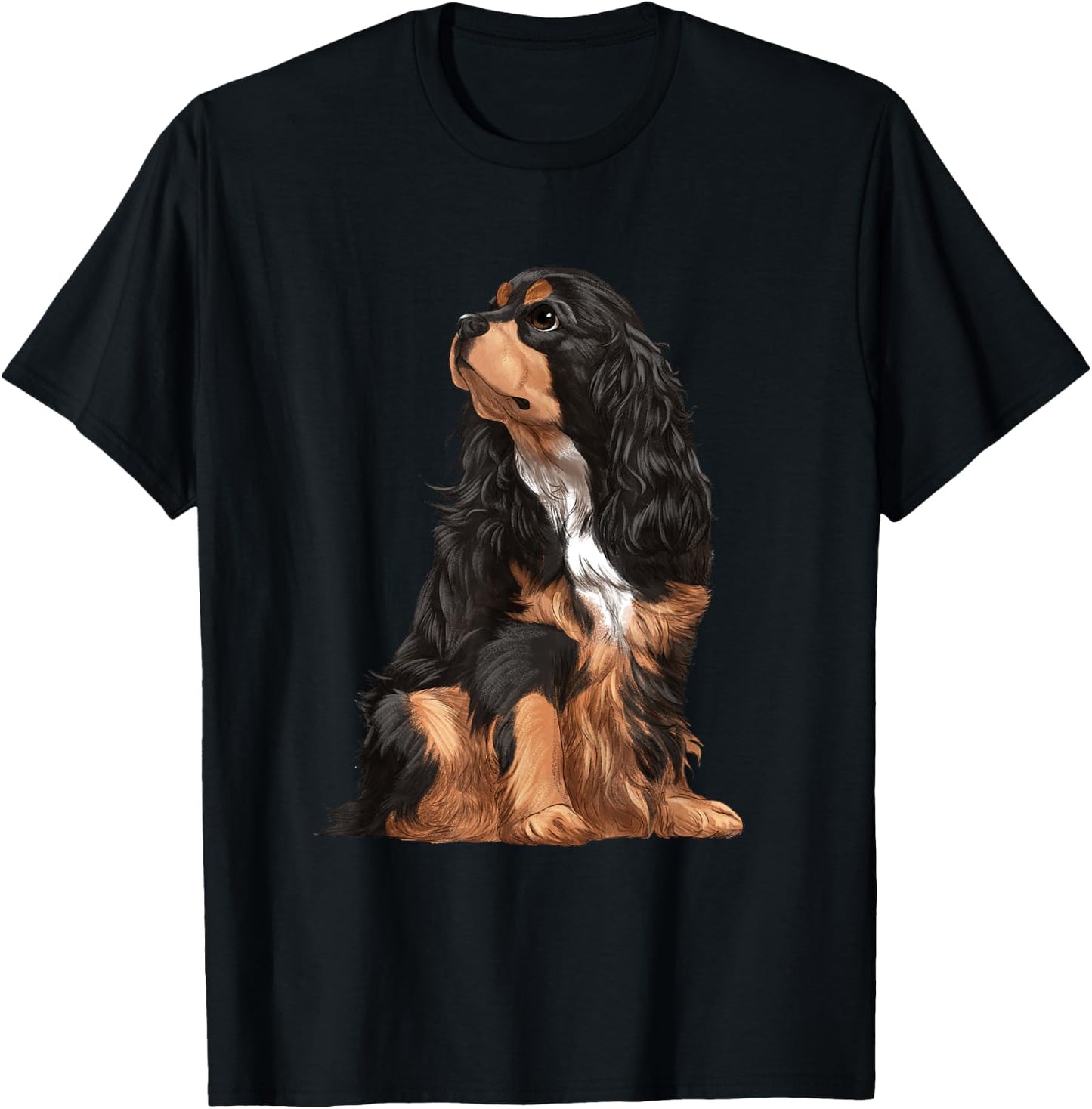 Sitting Dog Cavalier King Charles Spaniel T-Shirt - T-Shirt | Black