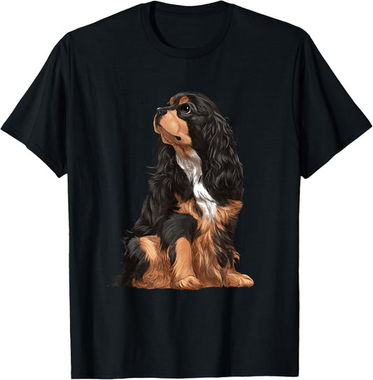 Sitting Dog Cavalier King Charles Spaniel T-Shirt - T-Shirt | Black