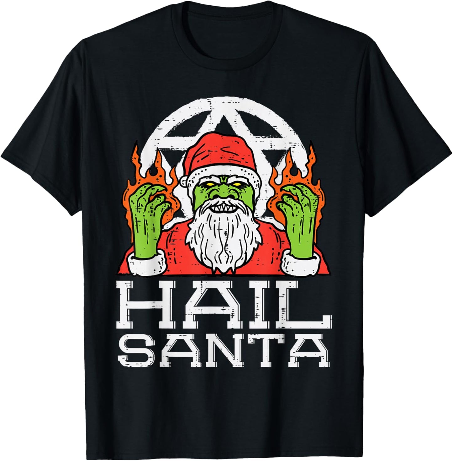 Hail Santa Funny Christmas Xmas Satanism Men Women Kids T-Shirt - T-Shirt | Black