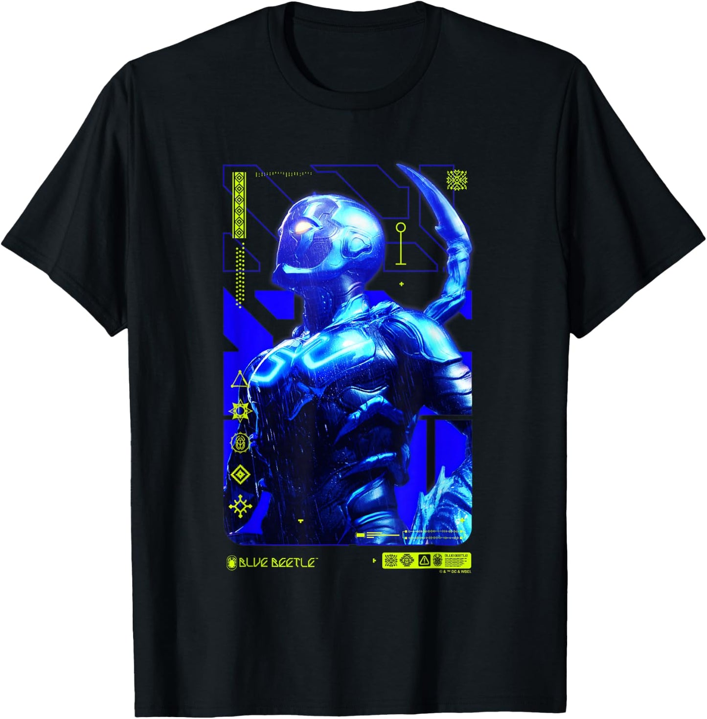 Blue Beetle Heroic Pose Information Card Poster V2 T-Shirt - T-Shirt | Black