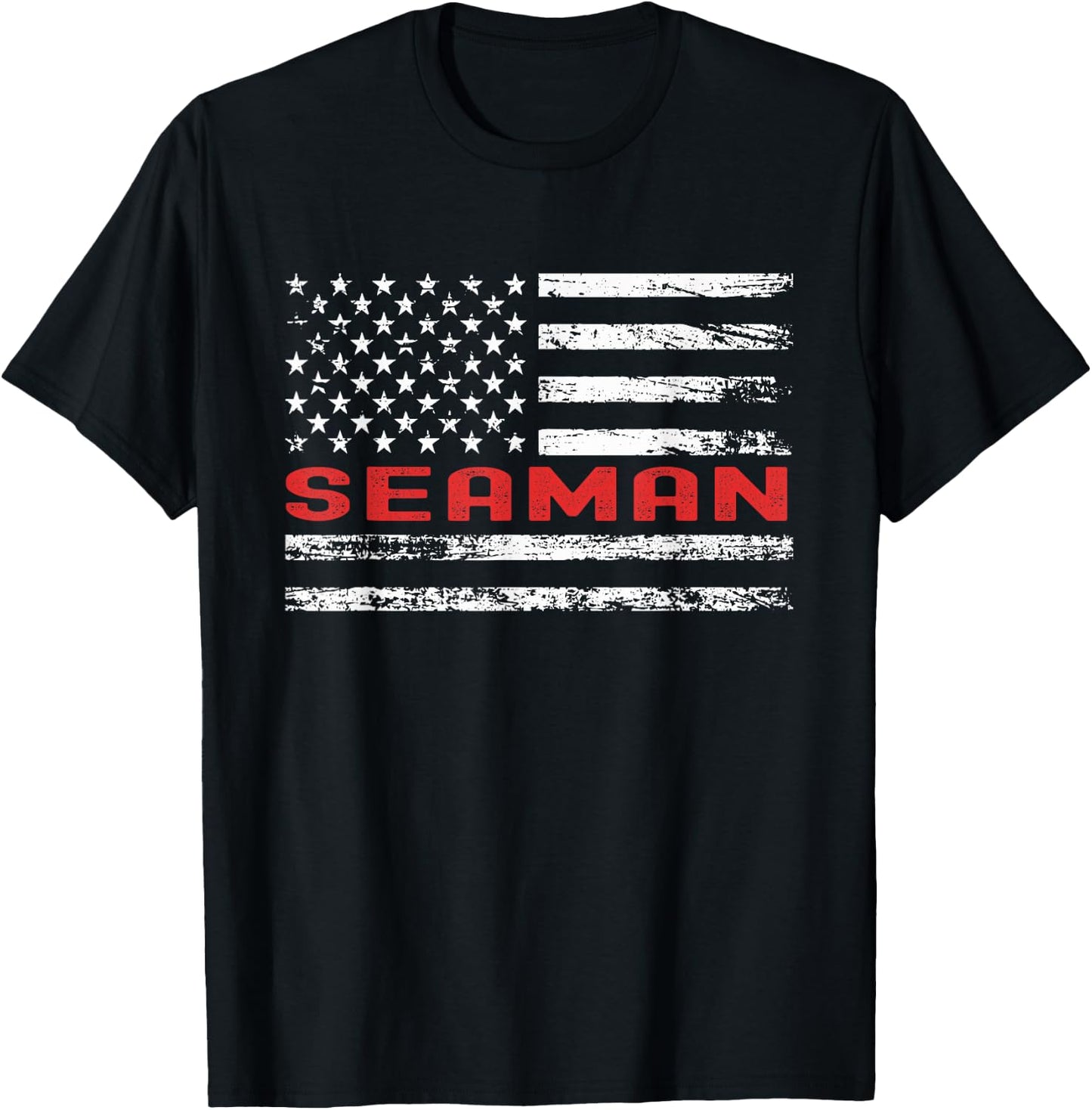 Seaman USA Flag Profession Retro Job Title T-Shirt - T-Shirt | Black