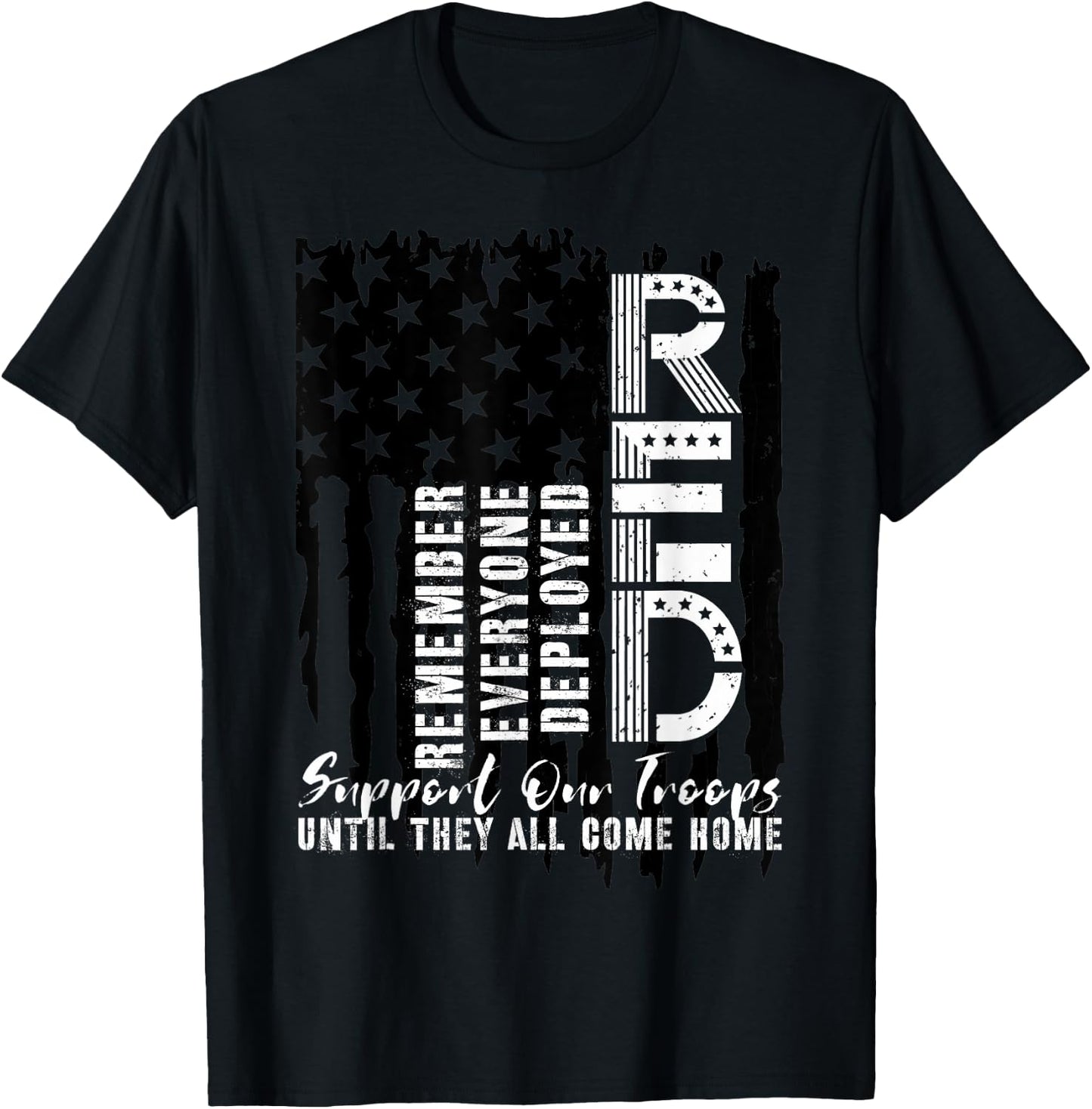 On Friday We Wear Red Friday Military Support troops US Flag T-Shirt - T-Shirt | Black