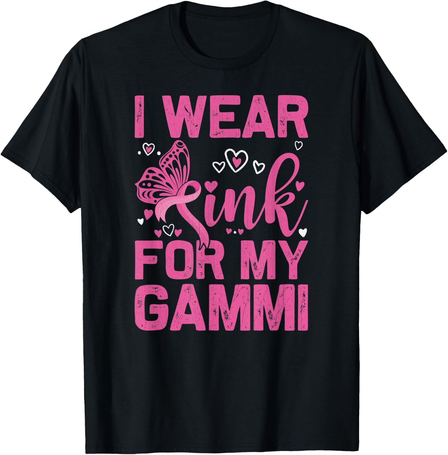 I Wear Pink For My Gammi October Breast Cancer Awareness Day T-Shirt - T-Shirt | Black