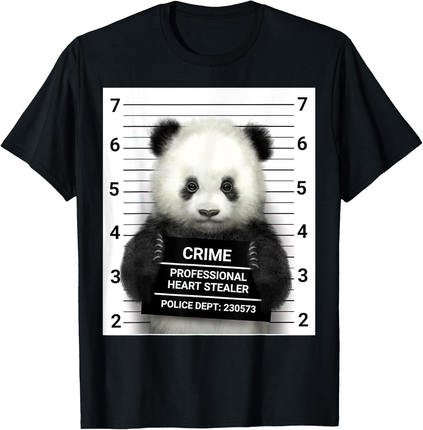 Panda Crime Professional Heart Stealer Police Dept 230573 T-Shirt - T-Shirt | Black