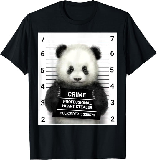 Panda Crime Professional Heart Stealer Police Dept 230573 T-Shirt - T-Shirt | Black