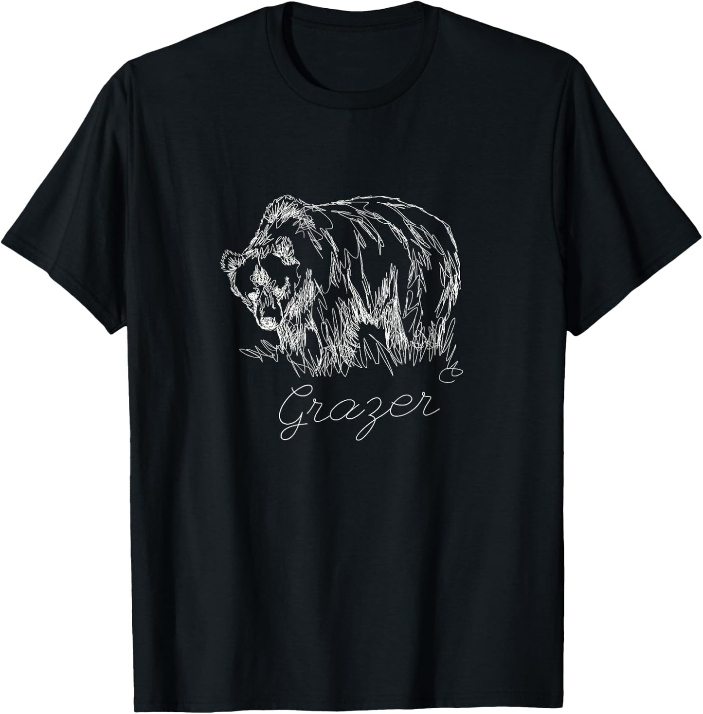 Grazer Scribble Art fat brown grizzly beartober week 2023 T-Shirt - T-Shirt | Black