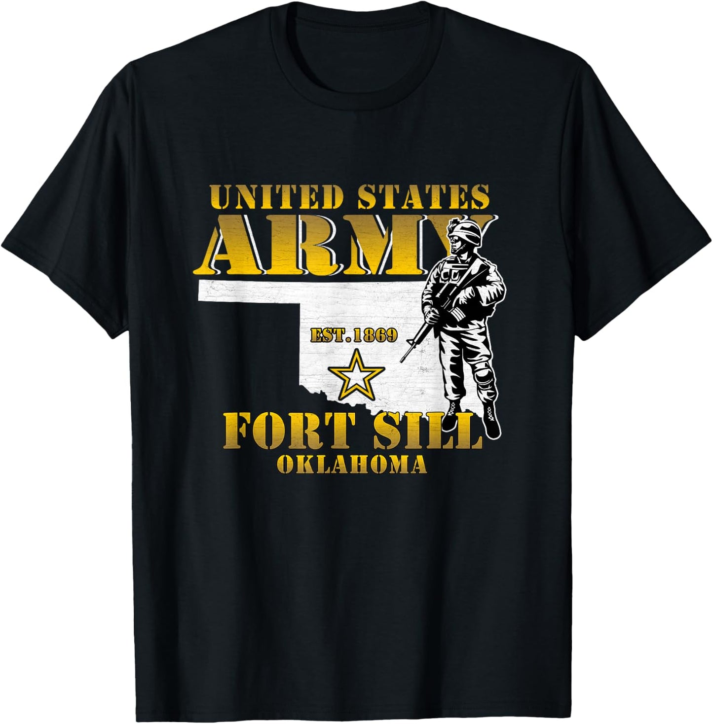 Fort Sill Oklahoma Us Army Base Ft Sill Veterans Vintage T-Shirt - T-Shirt | Black