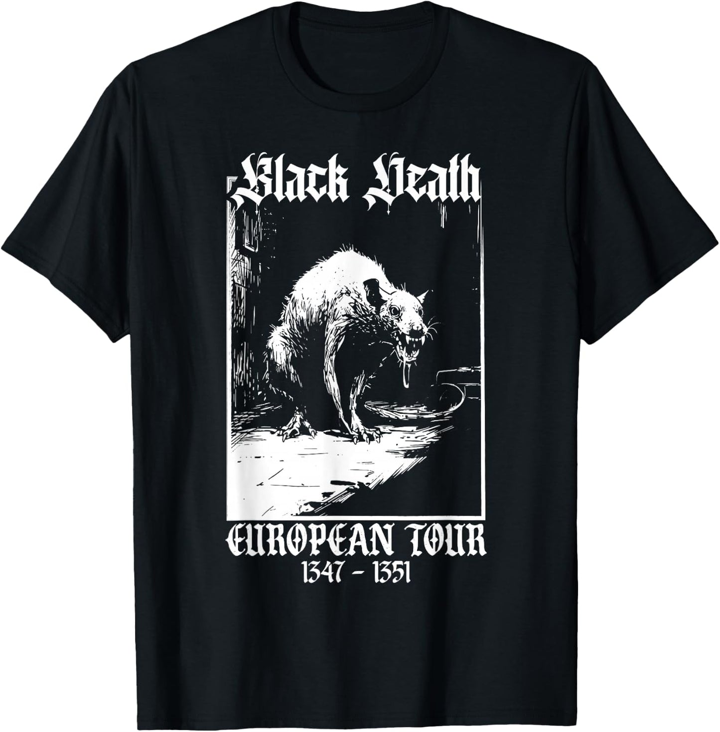 Black Death European Tour | Plague Rat Medieval History Goth T-Shirt - T-Shirt | Black