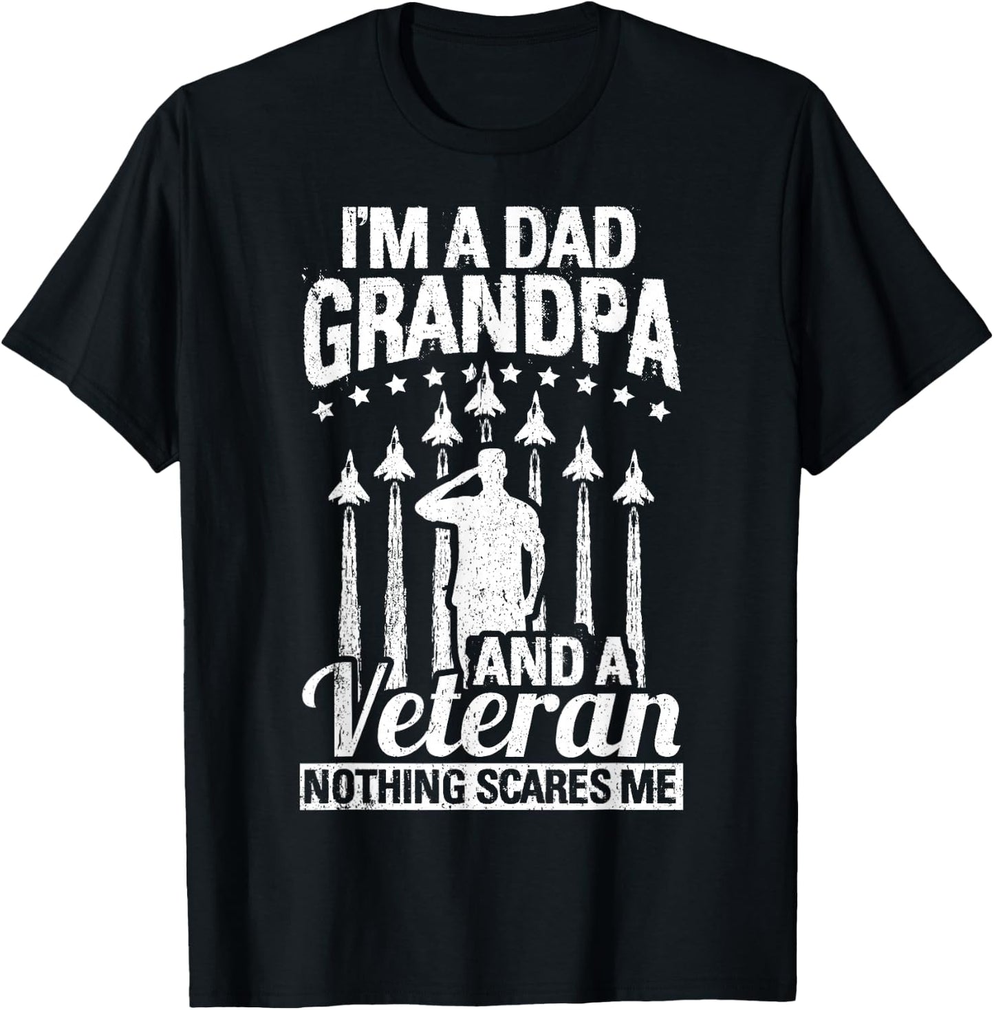 I'm A Dad Grandpa & Veteran Fathers Day Papa Grandpa Gift T-Shirt - T-Shirt | Black