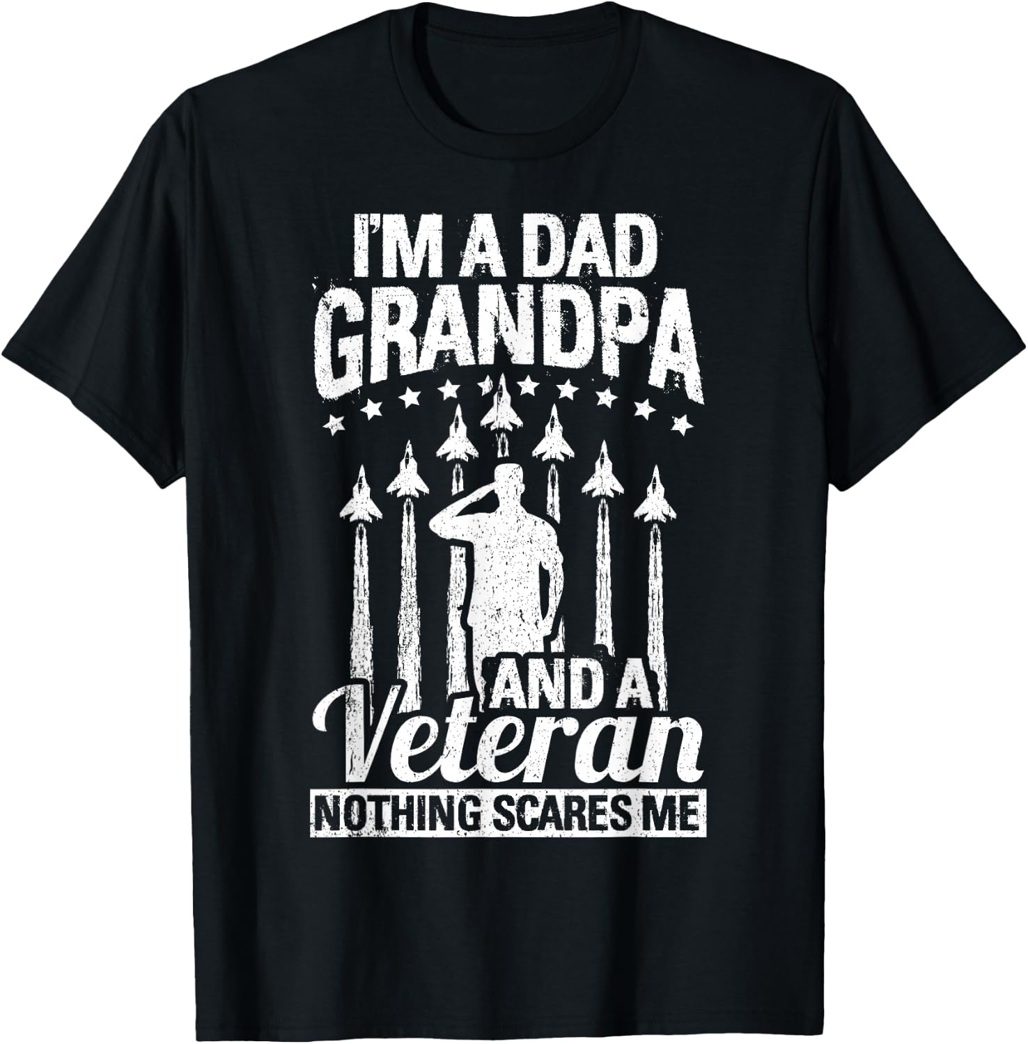I'm A Dad Grandpa & Veteran Fathers Day Papa Grandpa Gift T-Shirt - T-Shirt | Black