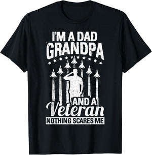 I'm A Dad Grandpa & Veteran Fathers Day Papa Grandpa Gift T-Shirt - T-Shirt | Black